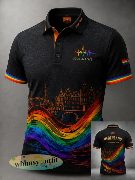 Herenpolo met korte mouwen en Lgbt-vrijheidsprint - A / S
