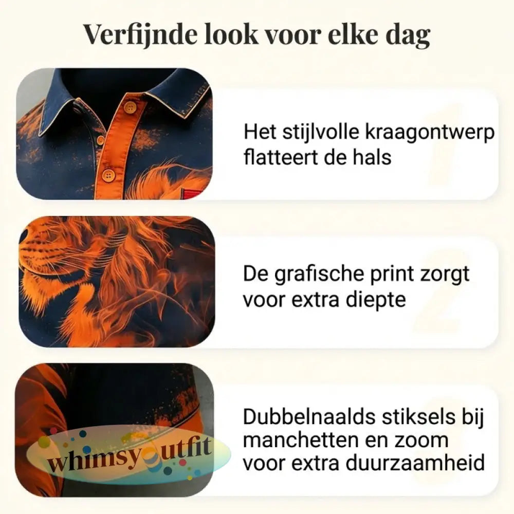 Herenpolo met korte mouwen en print met Koningsdag-thema