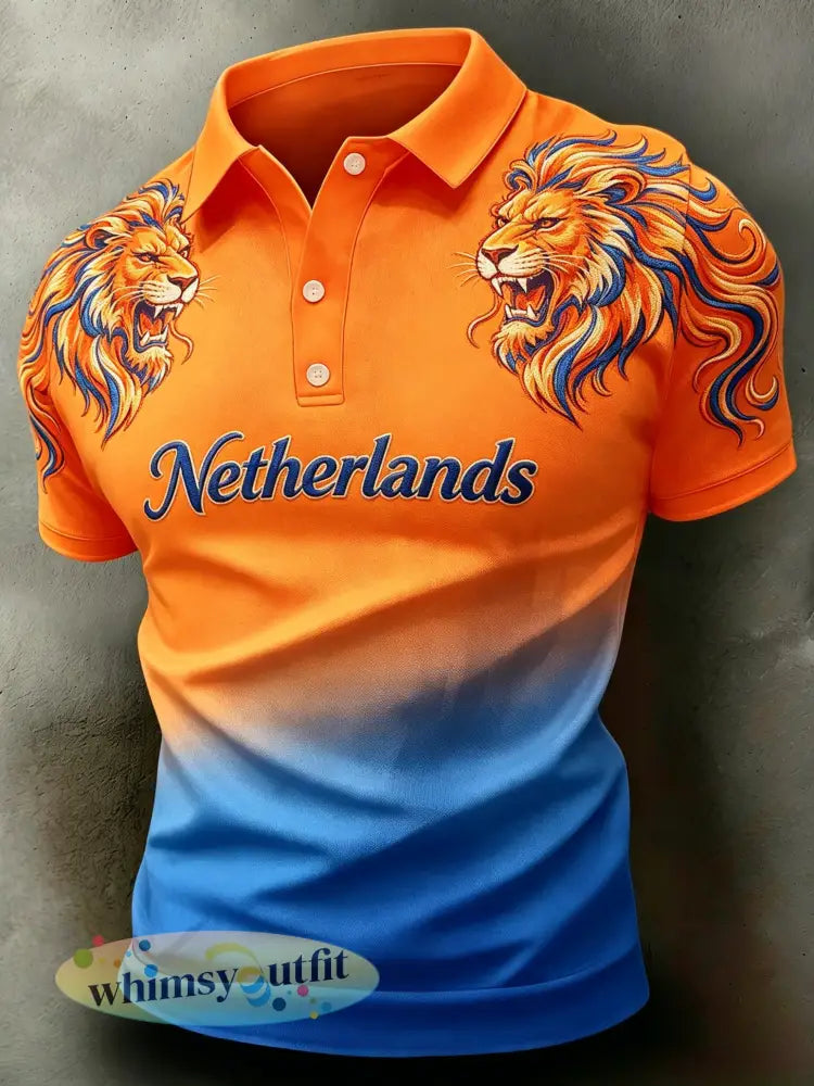 Herenpolo met kunstprint ter herinnering aan Koningsdag - A / S