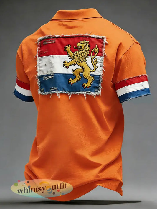 Herenpolo met kunstprint ter herinnering aan Koningsdag - A / S
