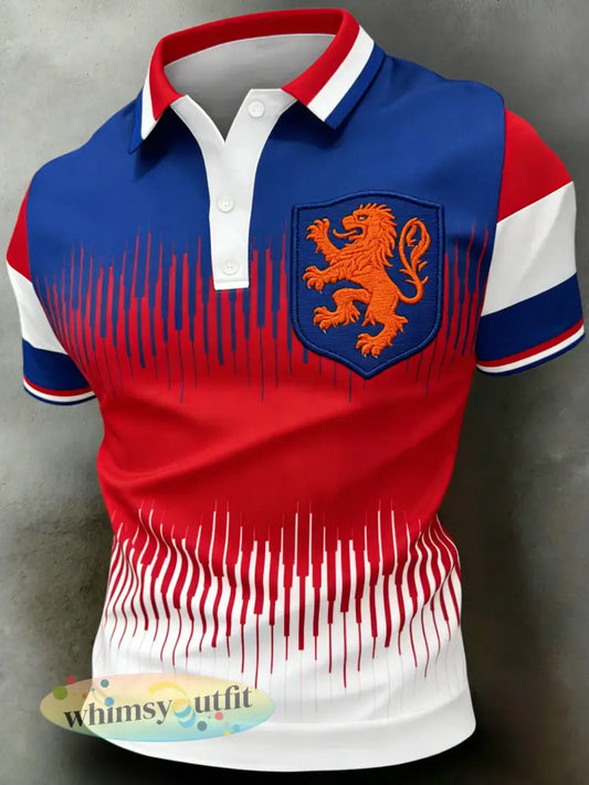 Herenpolo met kunstprint ter herinnering aan Koningsdag - A / S