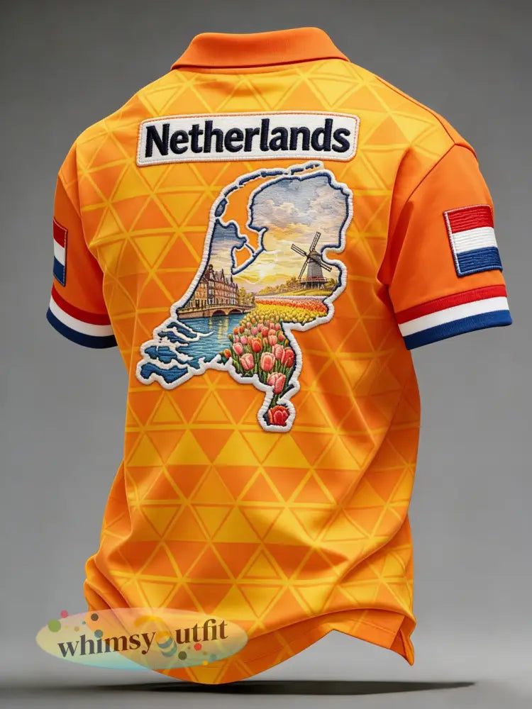 Herenpolo met kunstzinnige print ter ere van Koningsdag - A / XS