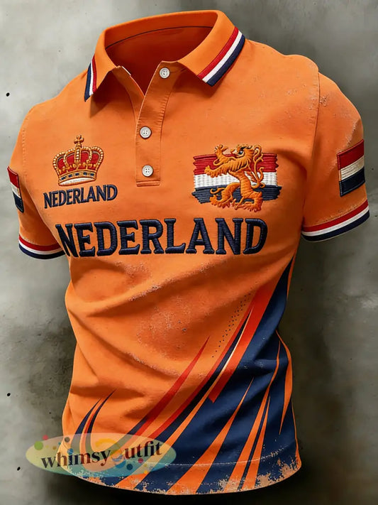 Herenpolo met print voor Koningsdag casual - A / S