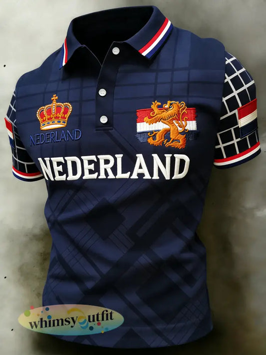 Herenpolo met print voor Koningsdag casual - A / S