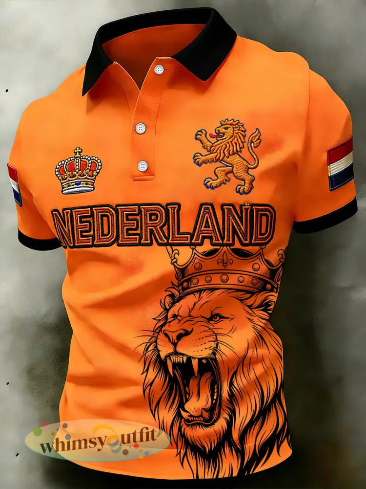 Herenpolo met print voor Koningsdag casual - A / S