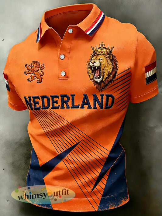 Herenpolo met print voor Koningsdag casual - A / S