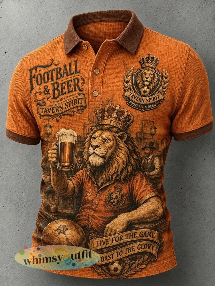 Herenpolo met retro pubcultuurprint gewafeld hemd en korte mouwen - A / S
