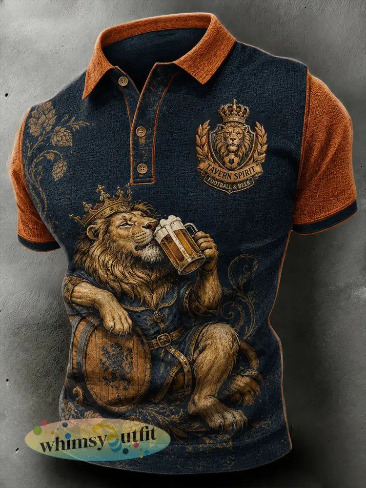 Herenpolo met retro pubcultuurprint gewafeld hemd en korte mouwen - A / S