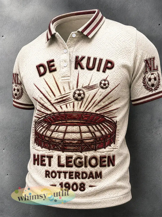 Herenpolo uit de Nederlandse Eredivisie met voetbalprint van Feyenoord casual model - Beige / S