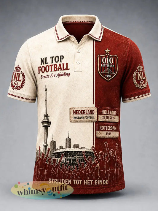 Herenpolo van de Nederlandse voetbalclub Feyenoord met patchworkprint casual model - Veelkleurig / S