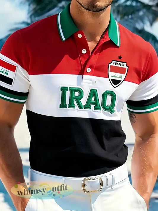 Herenpolo voor Irakese voetbalwedstrijden met artistieke cheerprint - A / S