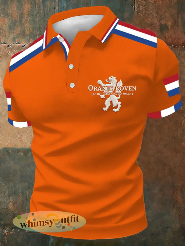Herenpolo voor Koningsdag - Sinaasappel / S
