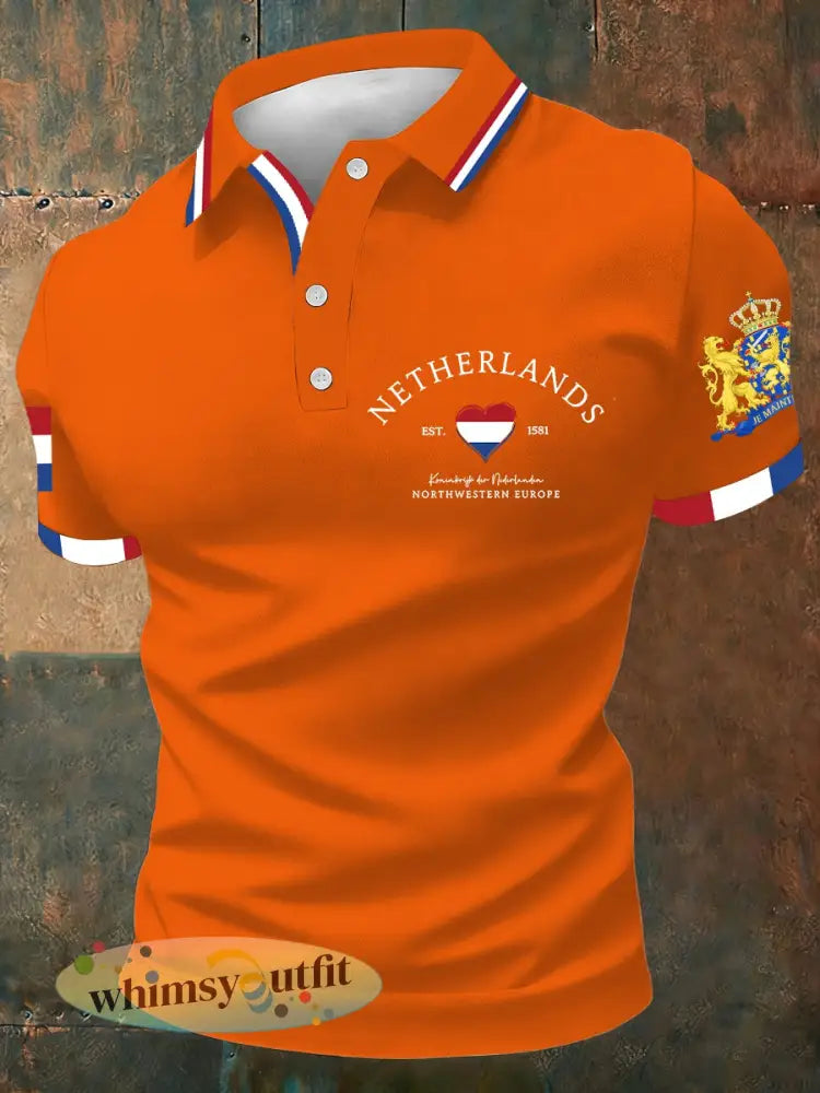 Herenpolo voor Koningsdag - Sinaasappel / S