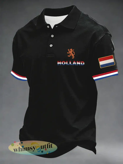 Herenpolo voor Koningsdag - Zwart / S