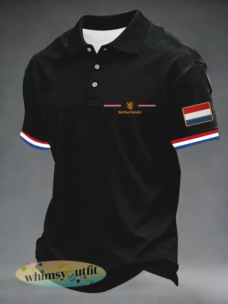 Herenpolo voor Koningsdag - Zwart / S