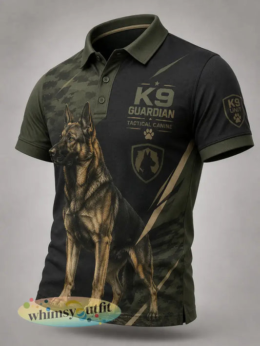Herenpoloshirt met korte mouwen en afbeelding van een politiehond - A / S