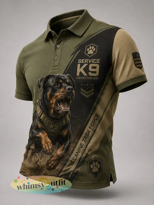 Herenpoloshirt met korte mouwen en afbeelding van een politiehond - A / S