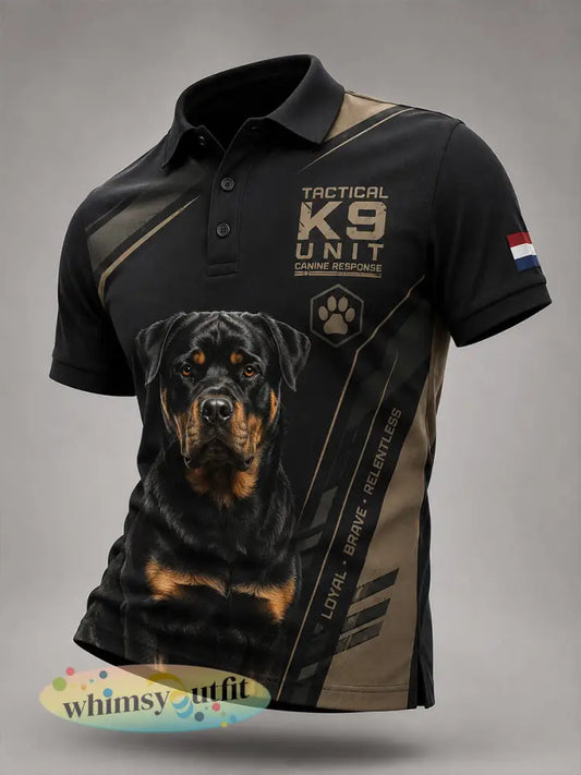 Herenpoloshirt met korte mouwen en afbeelding van een politiehond - A / S