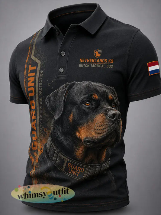 Herenpoloshirt met korte mouwen en afbeelding van een politiehond - A / S