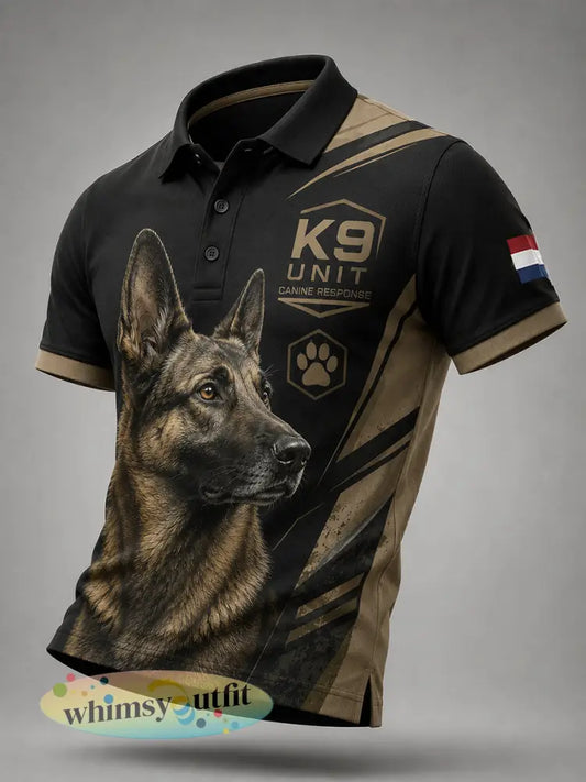 Herenpoloshirt met korte mouwen en afbeelding van een politiehond - A / S