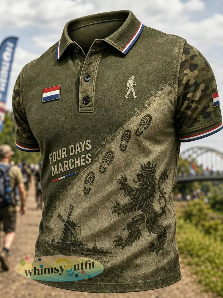 Herenpoloshirt met korte mouwen en grafische print van het Vierdaagsefeest - A / S