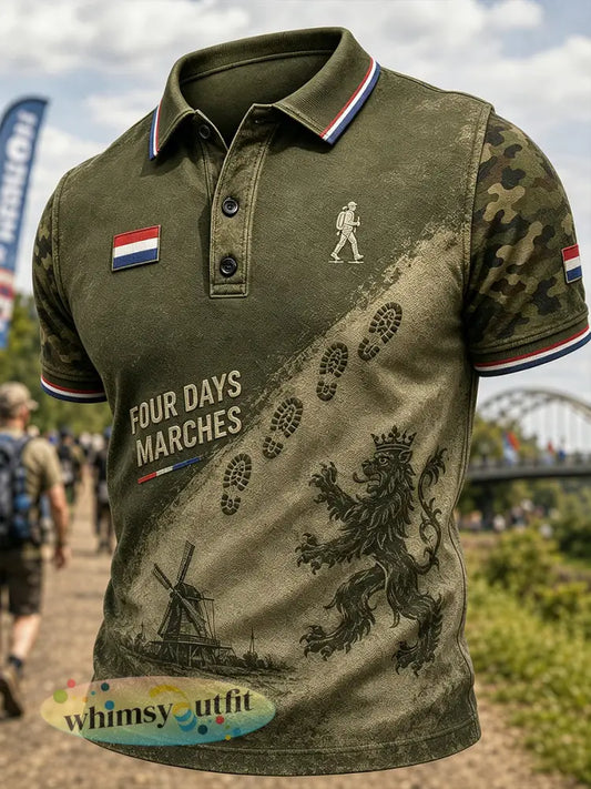 Herenpoloshirt met korte mouwen en grafische print van het Vierdaagsefeest - A / S