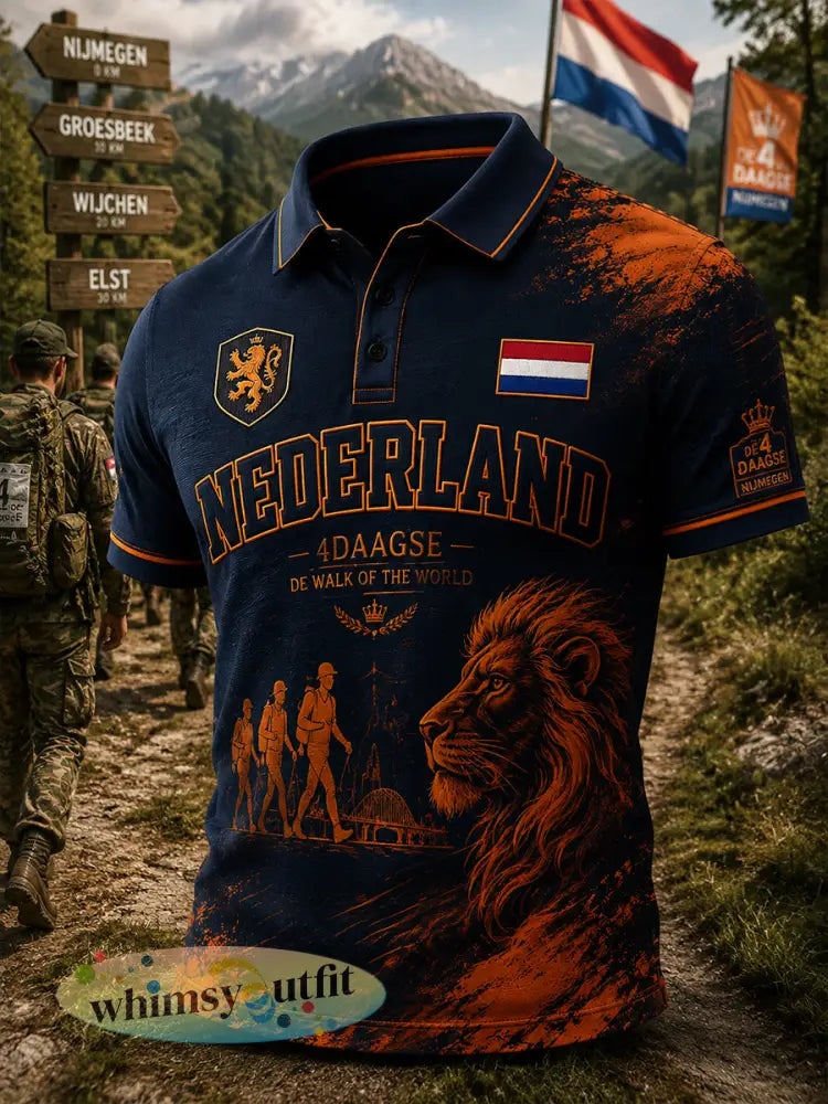 Herenpoloshirt met korte mouwen en grafische print van het Vierdaagsefeest - A / S