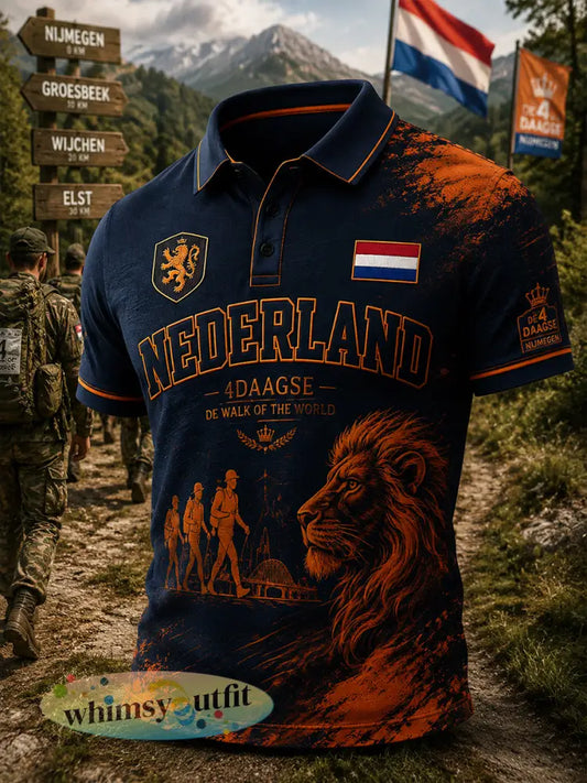 Herenpoloshirt met korte mouwen en grafische print van het Vierdaagsefeest - A / S