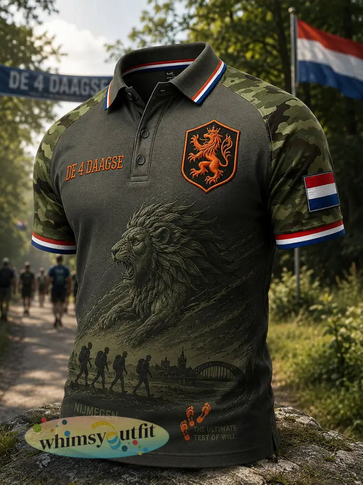 Herenpoloshirt met korte mouwen en grafische print van het Vierdaagsefeest - A / S