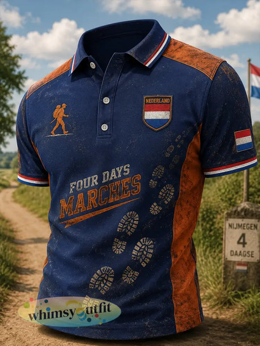 Herenpoloshirt met korte mouwen en grafische print van het Vierdaagsefeest - A / S