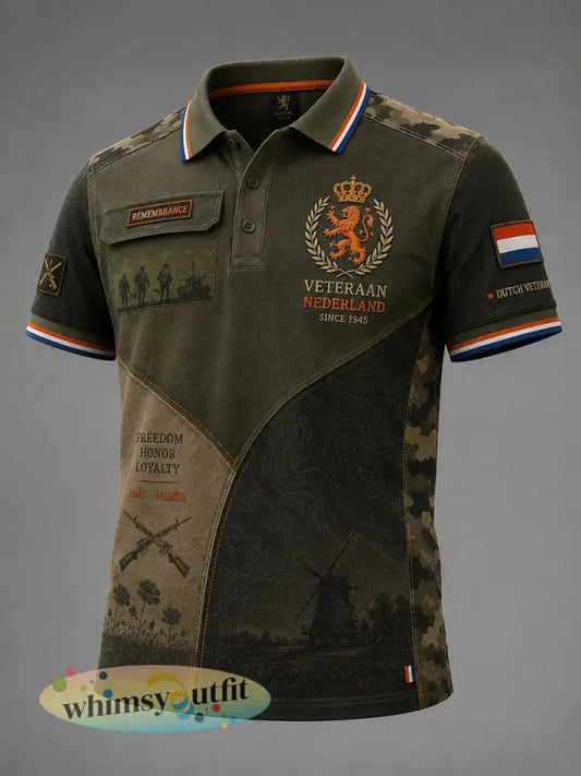 Herenpoloshirt met korte mouwen en herdenkingsprint voor veteranen - A / S