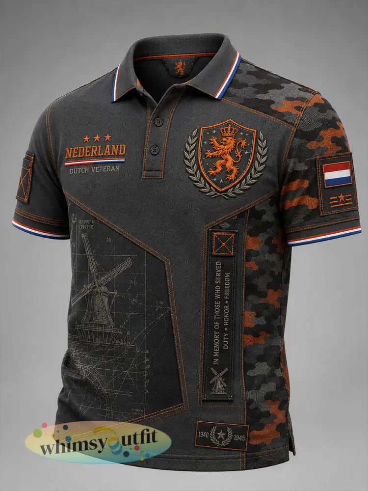 Herenpoloshirt met korte mouwen en herdenkingsprint voor veteranen - A / S
