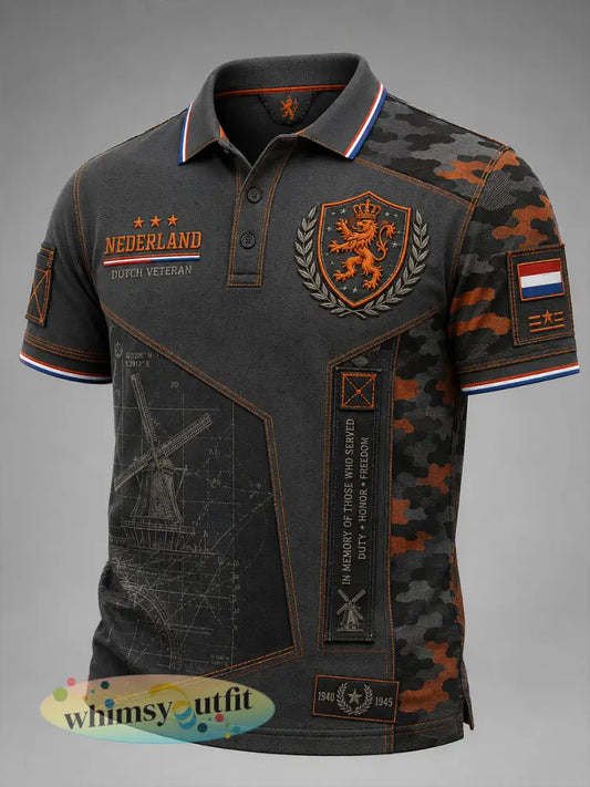 Herenpoloshirt met korte mouwen en herdenkingsprint voor veteranen - A / S