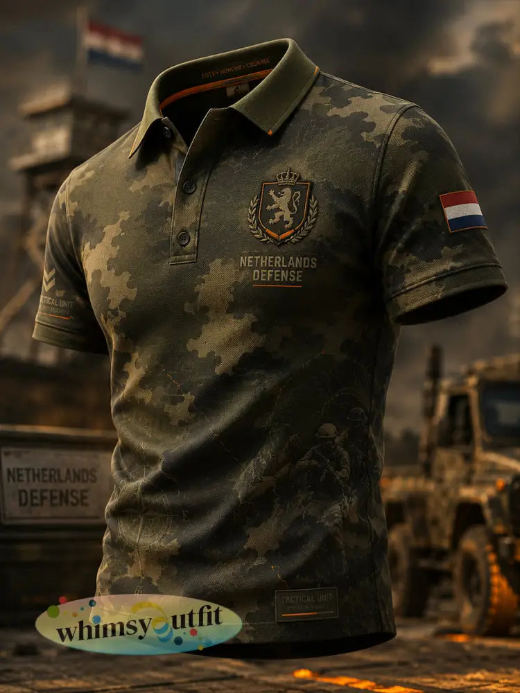 Herenpoloshirt met korte mouwen en militair camouflagetekstiel - A / S