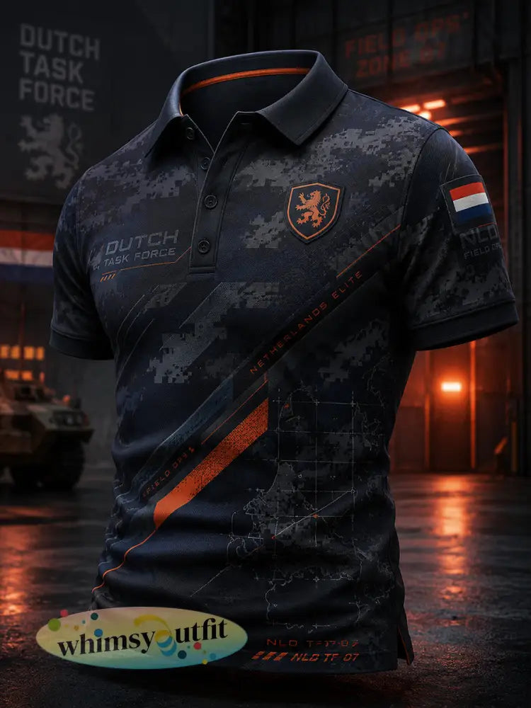 Herenpoloshirt met korte mouwen en militair camouflagetekstiel - A / S