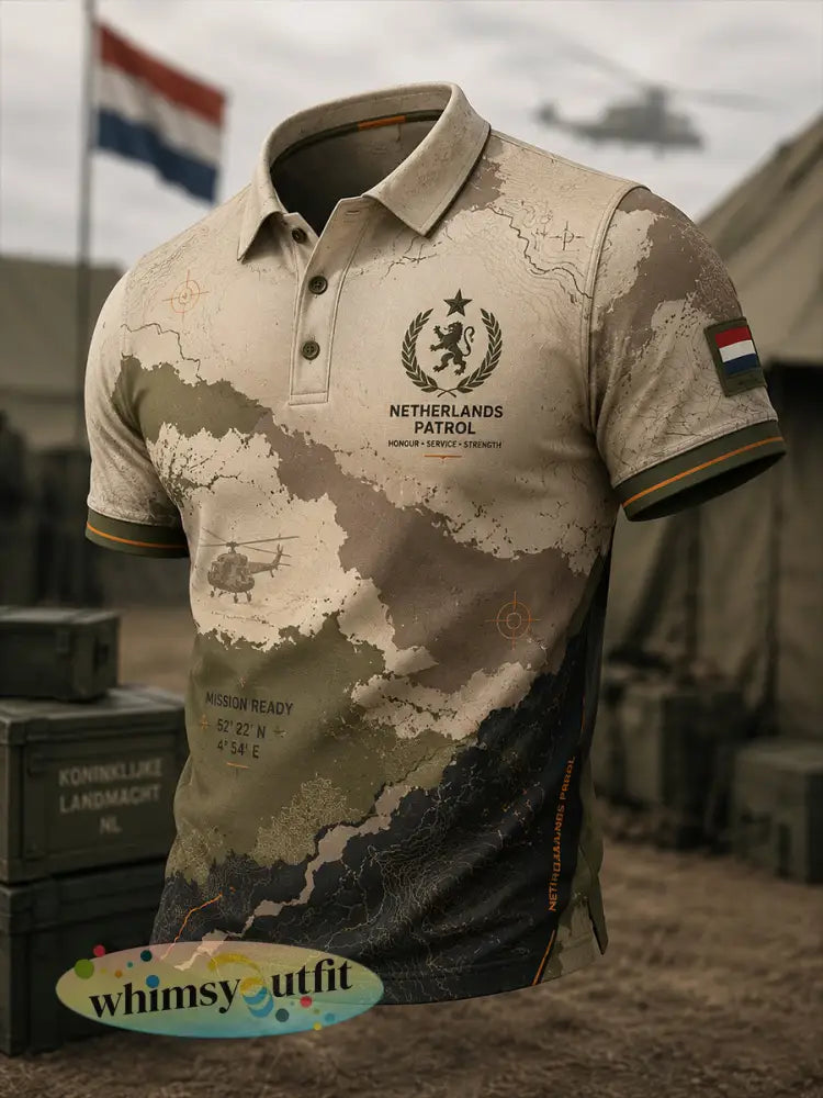 Herenpoloshirt met korte mouwen en militair camouflagetekstiel - A / S