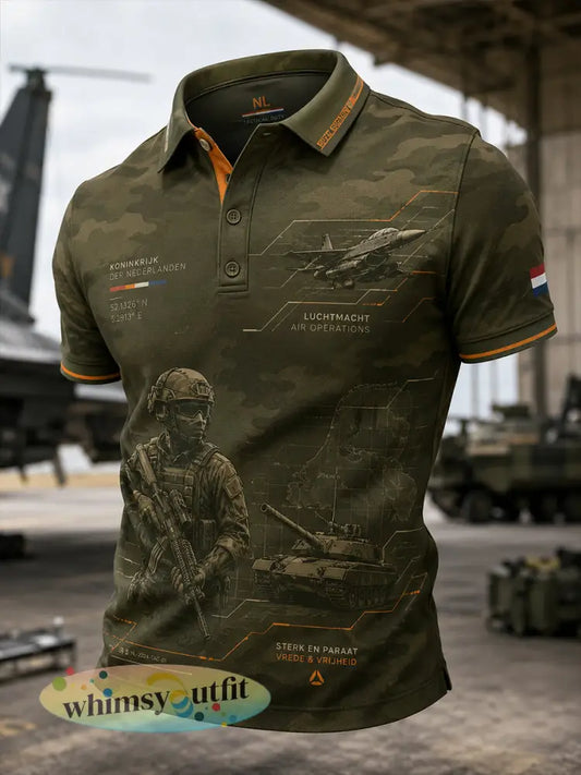 Herenpoloshirt met korte mouwen en militaire print - A / S