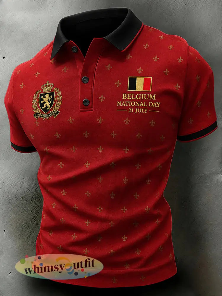 Herenpoloshirt met korte mouwen en nationale dagthema - A / S