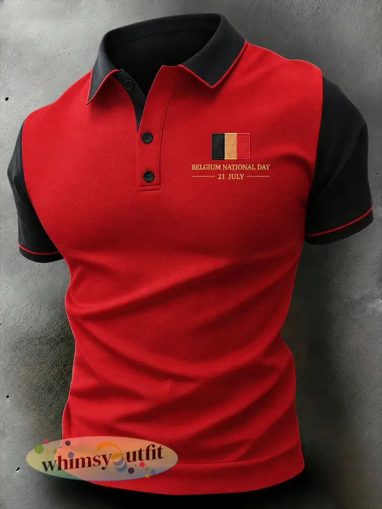 Herenpoloshirt met korte mouwen en nationale dagthema - A / S