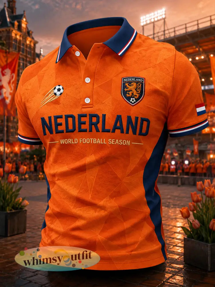 Herenpoloshirt met korte mouwen en print van een leeuw en een voetbal - A / S