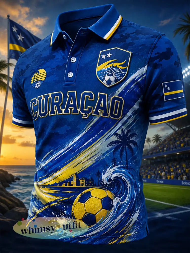 Herenpoloshirt met korte mouwen en print van eilandvoetbal - A / S