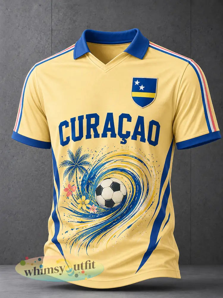 Herenpoloshirt met korte mouwen en print van eilandvoetbal - A / S