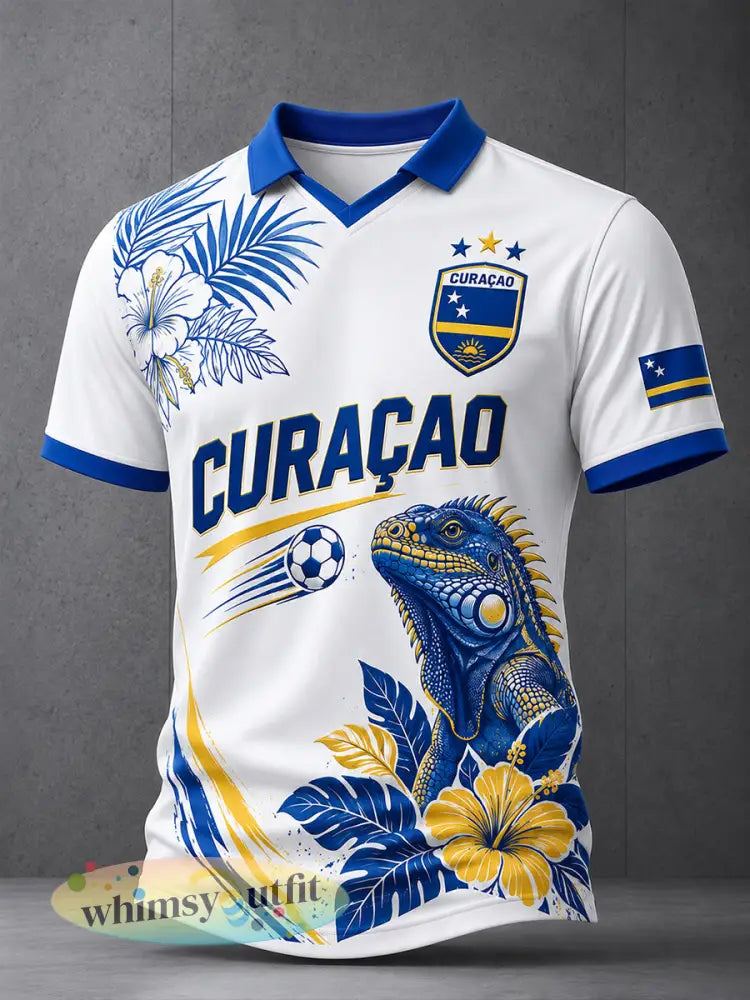 Herenpoloshirt met korte mouwen en print van eilandvoetbal - A / S