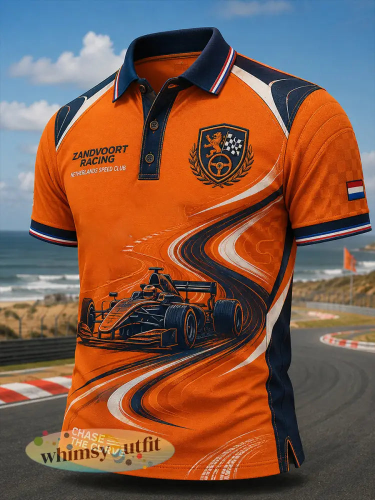 Herenpoloshirt met korte mouwen en raceprint - A / S