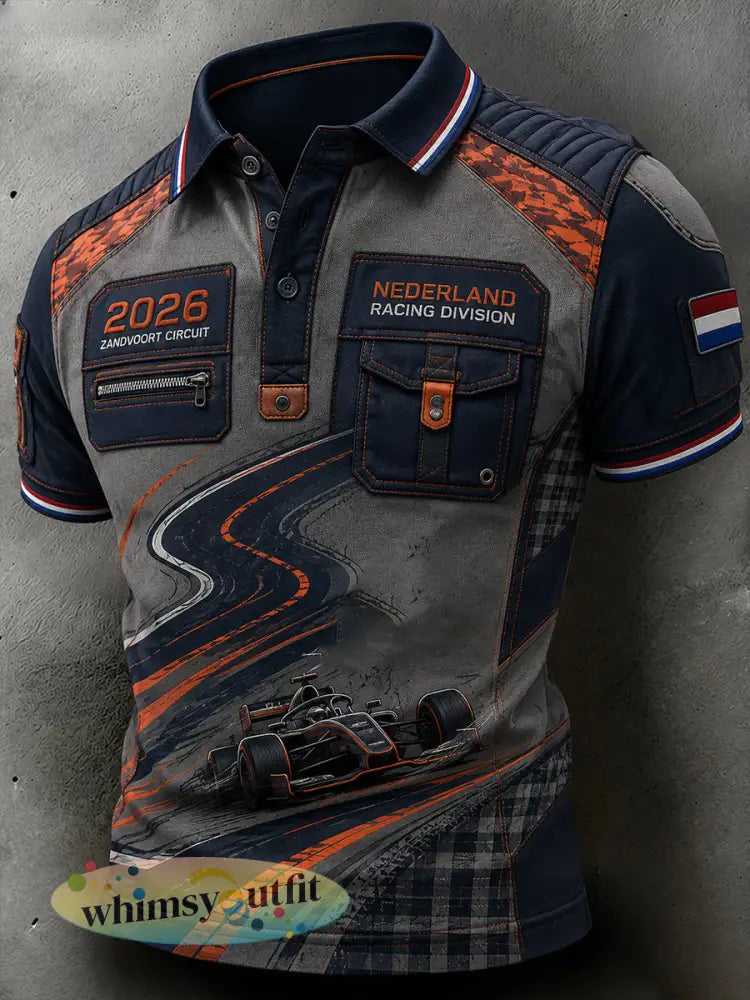 Herenpoloshirt met korte mouwen en raceprint - A / S