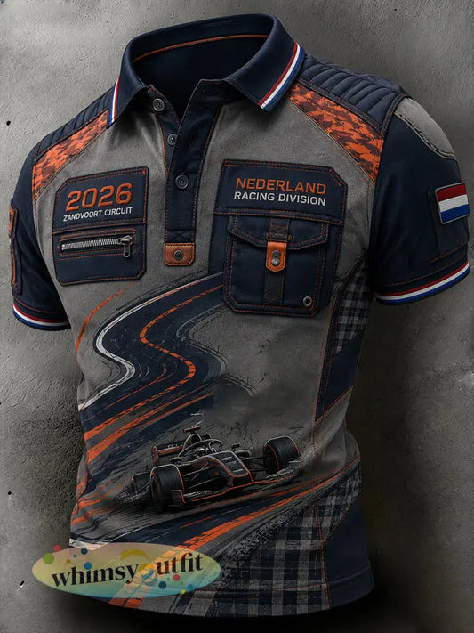 Herenpoloshirt met korte mouwen en raceprint - A / S