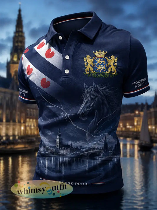 Herenpoloshirt met korte mouwen en stedelijk herdenkingsmotief - A / S
