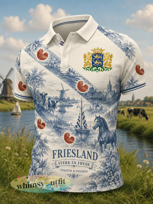 Herenpoloshirt met korte mouwen en stedelijk herdenkingsmotief - A / S