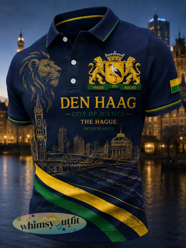 Herenpoloshirt met korte mouwen en stedelijk herdenkingsmotief - A / S