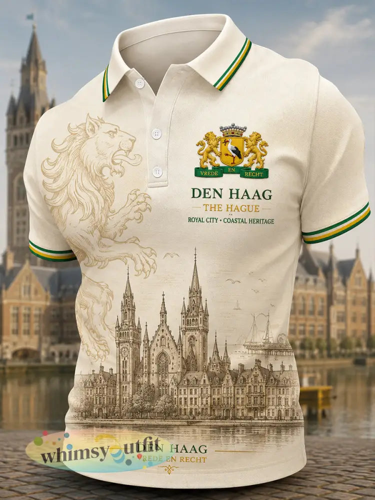 Herenpoloshirt met korte mouwen en stedelijk herdenkingsmotief - A / S